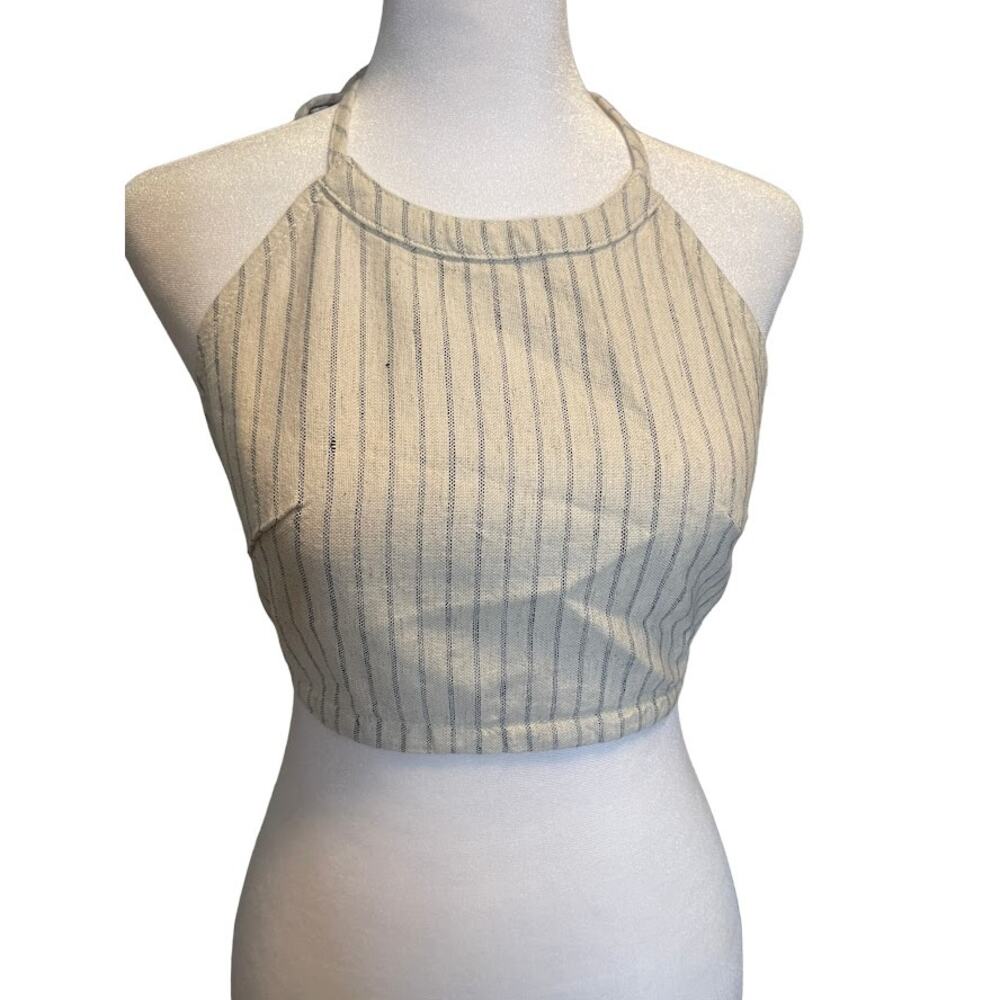 Rag &‎ Bone Zoe Stripe Denim Crop Halter Top Size Small NWT